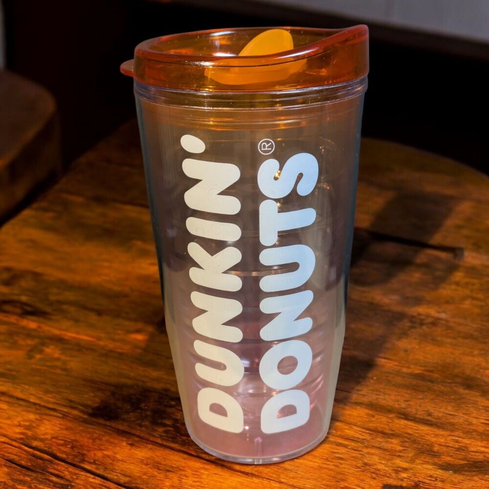 Dunkin Donuts 16 oz. Pink Orange Ombre Tervis Travel Tumbler Cup with Lid